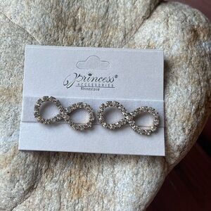 Princess Accessories Rhinestone Infinity Studs Gold Tone Earrings